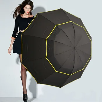  Ветрозащитный Супер большой двухслойный 3-х складной деловой зонт, 10 костей, Складной зонт для гольфа от дождя и сияния, солнцезащитный козырек Sombrillas
