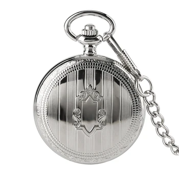  Винтажный дизайн серебряного щита, Механические карманные часы с автоматическим подзаводом, Изысканная цепочка, Подвеска в стиле Стимпанк, Часы Унисекс, Подарки