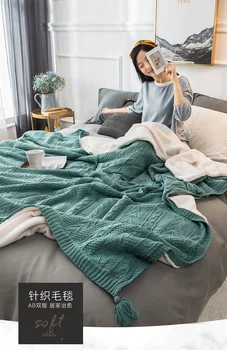  Вязаное шерстяное Двойное одеяло, лоскутное одеяло, утолщенный ворс из коралловой шерсти, одеяло для дивана, одеяло для ног, без выпадающих волос, легко моется
