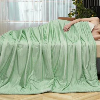  Двустороннее Охлаждающее одеяло, Легкое Шелковистое Охлаждающее Одеяло, Одинарное, из двойного прохладного волокна, Дышащее, Летнее Одеяло для кондиционирования воздуха