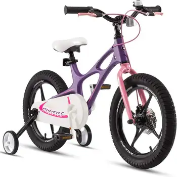  Детский велосипед Shuttle из легкого магниевого сплава с дисковыми тормозами для мальчиков и девочек, 14 дюймов с тренировочными колесами, сиреневого цвета