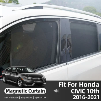  Для Honda CIVIC 10-го поколения FK7 MK10 2016-2020 Магнитный Автомобильный Солнцезащитный Козырек На Переднее Лобовое Стекло, Шторка На Заднее Боковое Стекло, Защита От Солнца