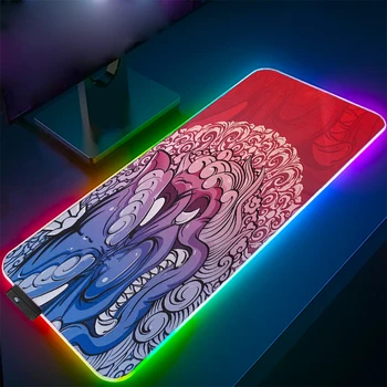  Игровой коврик для мыши Tiger Dragon RGB для ноутбука Csgo Gamer, клавиатура с большим прошитым краем, игровые аксессуары, светящийся светодиодный коврик для мыши