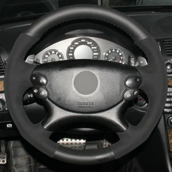  Изготовленный на заказ Противоскользящий Чехол на руль автомобиля из черной кожи и замши для Mercedes-Benz E63 AMG 2006-08
