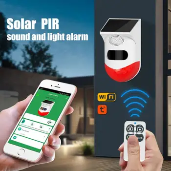  Интеллектуальная инфракрасная сигнализация Tuya Pir 120 дБ с уведомлением от приложения, Водонепроницаемый пульт дистанционного управления от солнечной зарядки для домашнего использования, Беспроводная Солнечная сирена