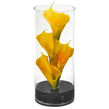  Искусственная композиция из каллы в стеклянной вазе