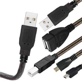  Кабель USB 2.0 типа A от мужчины к мужчине/Micro/Mini 5P USB/B от мужчины M/M с двойным экранированием (фольга + оплетка) Прозрачный коричневый премиум-качества