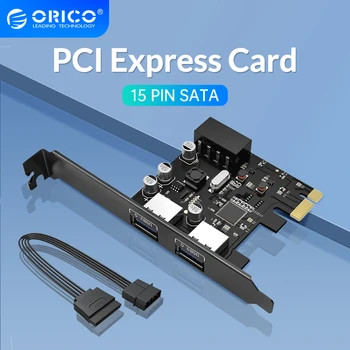  Карта расширения ORICO PCI Express USB 3.0 2 Порта PCI-E 15 Pin SATA к Большому 4-контактному Интерфейсу со Скоростью 5 Гбит/с Для компьютерных компонентов