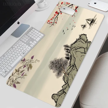  Коврик для мыши Gamer Chinese Art Ink Painting XL Большой компьютерный коврик для мыши XXL Коврик для мыши Нескользящий офисный ковер Коврики для мыши