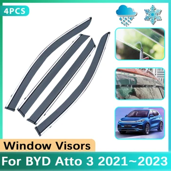  Козырек На Автомобильные Окна Для Аксессуаров BYD Atto 3 EV Yuan Plus 2021 2022 2023 Защита Дверей От Дождя и Дыма Дефлекторы Автомобильных Аксессуаров
