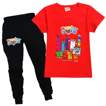  Комплекты одежды с номерами Для детей, Летняя хлопковая футболка, Шорты, комплект из 2 предметов, одежда для маленьких девочек, Повседневная домашняя одежда для мальчиков-подростков