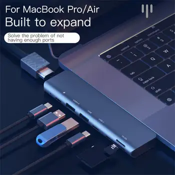  Концентратор USB 3.0 Type-C К HDMI-совместимому Адаптеру, Слот для чтения карт TF SD 4K Thunderbolt 3 USB C-Концентратор Для MacBook/Air 2018 - 2020