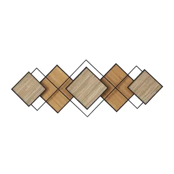  Коричневый Бамбуковый Геометрический декор стен в виде ромбов с металлической проволокой