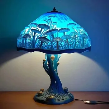  Креативная серия витражных растений, настольная атмосферная лампа, абстрактная лампа из смолы в форме растения, лампа для украшения спальни, Грибная лампа, подарок