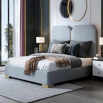  Легкая роскошная кровать современный минимализм высокого класса ins net красная двуспальная кровать в главной спальне Скандинавская свадебная кровать в гонконгском стиле постмодерн