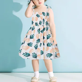 Летние детские платья принцессы от 1 до 5 лет, Вечернее платье-комбинация с принтом Ананаса для девочек, Пляжное платье для девочек, Детская одежда, Vestido от 1 до 6 лет