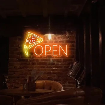  Магазин пиццы Открытый неоновый светодиодный светильник Мультяшный ночной светильник Красочный барный магазин Неоновый светильник на заказ для декора комнаты в стиле Каваи