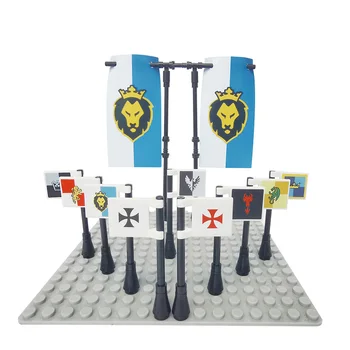  Маленькие Рыцарские Флаги для Stronghold Warlords Военный Городской Квадратный Замок Рыцарь Строительный Блок Фигурка