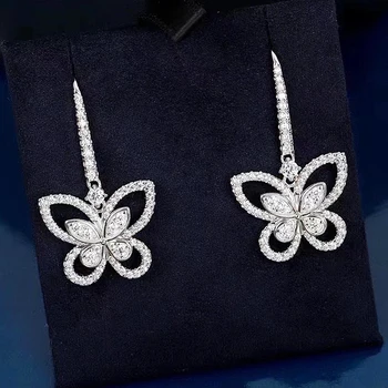  Милые Романтические серьги-бабочки из стерлингового серебра 925 пробы для женщин, милые простые модные подарки для вечеринок, ювелирные изделия элитного бренда