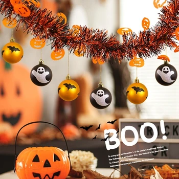  Мишурные гирлянды с привидениями на Хэллоуин, черные и оранжевые металлические изгибы для свадьбы