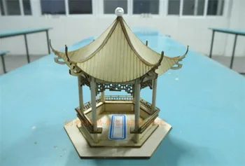  Модель NIDALE Китайская классическая древняя деревянная беседка Шестиугольный павильон модельные наборы песочный стол деревянная модель