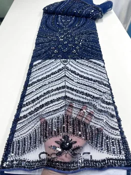  Модная кружевная ткань с 3D цветочной вышивкой бисером, Разноцветные кружевные ткани с пайетками, Роскошные Нигерийские высококачественные Сетчатые кружева с бисером