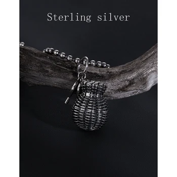  Модное ожерелье из стерлингового серебра 925 пробы для женщин, Ретро подвеска в виде корзины с рыбой, Тайское серебро, модный Индивидуальный свитер, Цепочка