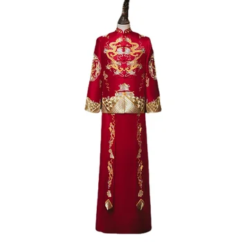  Мужская одежда Xiuhe, Весеннее новое китайское свадебное платье для тоста Жениха, Старинный костюм Ханфу, Свадебная одежда, Платье дракона и Феникса