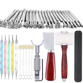  Набор инструментов для вырезания кожи LMDZ, набор инструментов для изготовления седел, Поворотный нож, Молоток для обработки кожи, Нож для резки шерсти