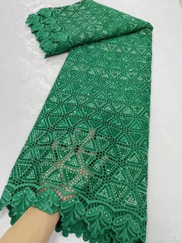  Нигерийская Водорастворимая шнуровая кружевная ткань Африканская кружевная ткань со стразами Роскошная французская сетчатая кружевная ткань для свадебного платья