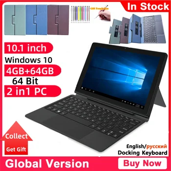  Новые Продажи 10,1-ДЮЙМОВЫЙ 64-битный мини-ноутбук 2в1 4GBDDR + 64GB ROM B1 Windows 10 Tablet PC USB 3.0 HDMI-Совместимый Аккумулятор емкостью 6000 мАч