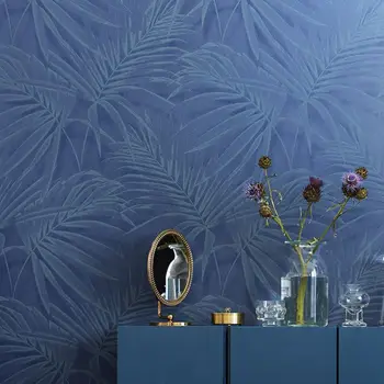  Обои с голубыми листьями в Юго-Восточном Азиатском стиле, тропическое растение, пальма, обои для гостиной, фон для стен спальни
