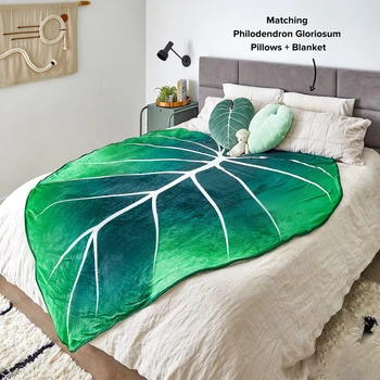  Одеяло с большими листьями, Мягкие фланелевые одеяла в форме листьев с принтом зеленых листьев, Кровати, Диван, Флисовое уютное пляжное одеяло, подарок на День рождения