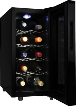  Охладитель вина для бутылок, черный, Термоэлектрический холодильник для вина, 1 куб. фут. Отдельно стоящий Винный погреб для хранения красного, белого и игристого вина