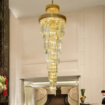  Подвесной светильник, светодиодная художественная люстра, Скандинавская роскошная длинная спиральная хрустальная современная креативная лестница, лофт, декор гостиничного номера