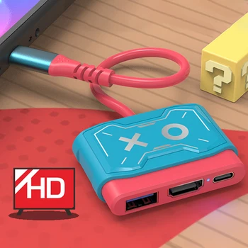  Портативная док-станция Switch Dock для Nintendo Switch, совместимая с USB C до 4K HDMI, концентратор USB 3.0, конвертер HD видео