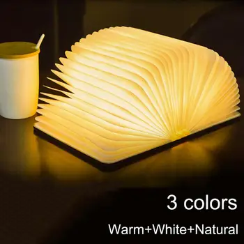  Портативный 3 Цвета 3D Креативный светодиодный Книжный Ночник, Деревянный 5 В USB Перезаряжаемый Магнитный Складной Стол, Настольная лампа Для Украшения дома
