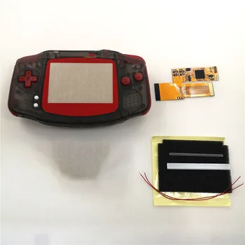  Предварительно вырезанный прозрачный черный корпус + красная линза IPS V2 Screen Mod Для замены ЖК-экрана Game Boy Advance GBA GBA