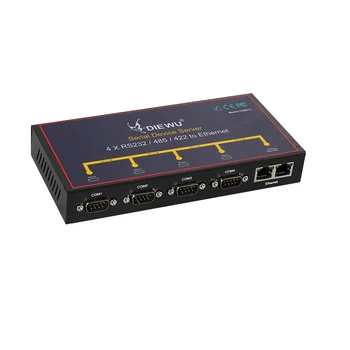  Промышленный 4-Портовый сервер последовательных устройств Конвертер Ethernet в RS232/422/485 Поддержка режима VCOM/TCP-сервер/TCP-клиент/UDP