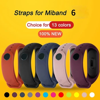  Ремешок для Xiaomi Mi Band 6 Сменный Браслет для Xiaomi Band 6 Силиконовый для Mi Band 6 Браслет Цветной ТПУ Водонепроницаемый Ремешок для Часов