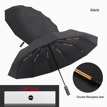 Сверхпрочный зонт на 24 кости С подарочной коробкой, Складной Зонт от солнца с защитой от ультрафиолета, Водонепроницаемый Ветрозащитный зонт из стекловолокна