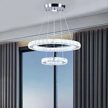  Светодиодные хрустальные люстры с 3 кольцами, круглые подвесные светильники, потолочный светильник из нержавеющей стали, подвесные светильники для