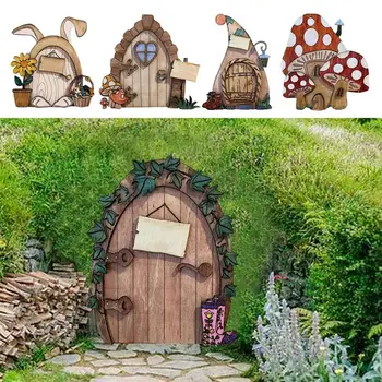  Сказочная дверь, многофункциональная миниатюрная фея для деревьев и домашнего сада, скульптура, газон, украшение для Хэллоуина