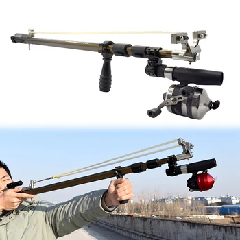  Складная телескопическая рогатка для стрельбы на открытом воздухе, охотничья катапульта с высокоточным лазерным прицеливанием, увеличенная длина рогатки 168 см