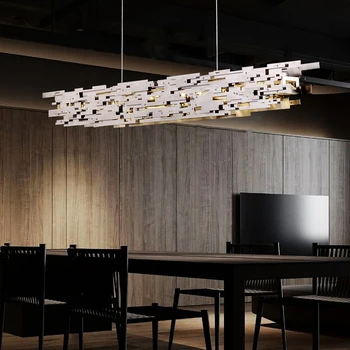  Современная дизайнерская светодиодная люстра из нержавеющей стали, декор столовой, светодиодные люстры, лампа, бар, подвесные светильники на чердаке, светильник
