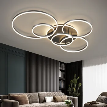  Современные минималистичные светодиодные люстры с алюминиевым кругом для спальни, гостиной, освещения, креативной лампы, кухонных приспособлений, блеска