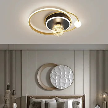  Современный круглый/квадратный светодиодный потолочный светильник AiPaiTe, подходящий для гостиной, столовой, спальни, кабинета, золотистый/ черный потолочный светильник