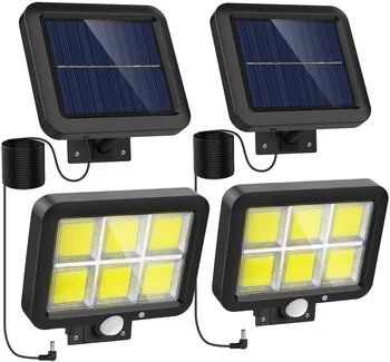  Солнечные светодиодные фонари, датчик движения, 3 режима освещения, Регулируемые Панели, проводная безопасность, прожекторы на солнечных батареях для сада во дворе