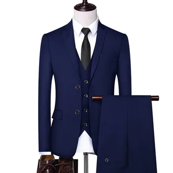 Стильные мужские комплекты из 3 предметов для деловой свадьбы/Классический блейзер тонкой посадки, куртки, брюки и жилеты, костюм для мужчин
