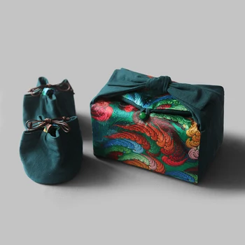  Сумка из шелковой ткани с цветным принтом Облаков, дорожная сумка для Чайной церемонии, Органайзер для хранения Чайного набора, большая сумка-тоут